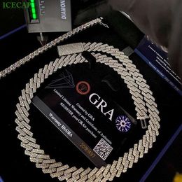Pass Diamond Tester 925 Silver Silver Iced Out 12 mm Hip Hop Moisanite Jewelry Diamond Cuban Link Chain
