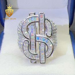 Pass Diamond Tester 925 Sterling Silver Iced Out Hip Hop Ring VVS Moisanite Diamond US Dollars Rings for Men and Women