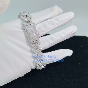 Pass Diamond Tester 925 Sterling Silver Iced Out Vvs Moissanite Miami Cuban Link Chain Enkle Bracelet
