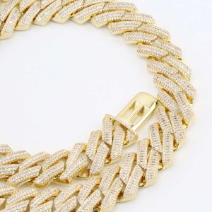 Pass Diamond Tester Couture Sieraden Solid Sier Baguette armband Iced Uit 16mm Moissanite Cuban Link Chain