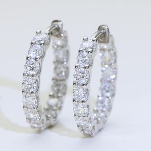 Pass Diamond Tester Fine Jewelry Boucles d'oreilles Créoles 925 Argent Bling Femmes Boucles d'oreilles VVS Moissanite Boucles d'oreilles