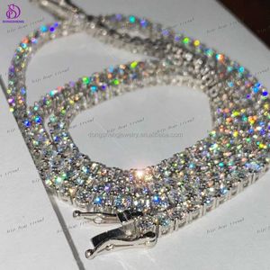 Pase Diamond Tester Collares de joyería fina de 5 mm Icido 925 Silver Bling Diamond VVS MOISSANITE TENIS CADENA PARA MENS