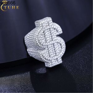 Pass Diamond Tester Volledige Moissanite Dollar Ring Hip Hop Sieraden 925 Sterling Zilver Lab Edelsteen Iced Out Mannen Ring