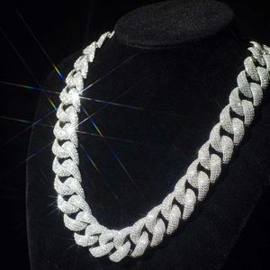 Pass Diamond Tester Gra Hip Hop Style S925 Silver Iced Out Bling 3 Rows 10 mm 12 mm 14 mm VVS Moisanite Cuban Link Chain pour hommes