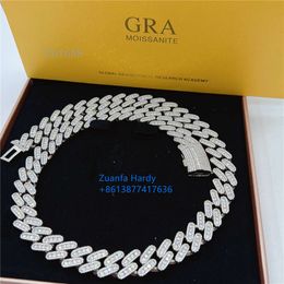 Pass Diamond Tester Gra Moissanite Diamond Chain Rapper Fashion Jewel Solid Sier Cuban Link Chain Hip Hop Cuban Necklaces