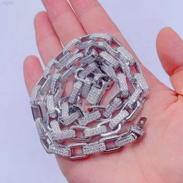 Pass Diamond Tester Hip Hop Iced Out Diamond Moissanite 8 mm Square Box Link Chain