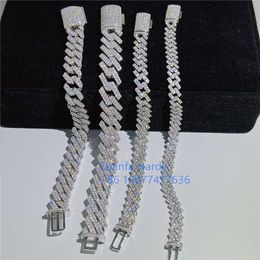 Pass Diamond Tester Hip Hop Bijoux Hommes Moishnite Diamond Iced 925 bracelet de chaîne de liaison cubaine plaquée or 925