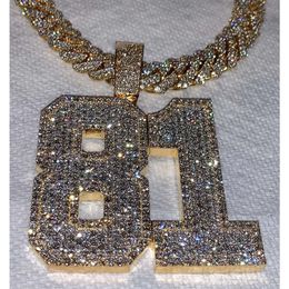 Testeur de diamants Hip Hop, bijoux S925 avec Vvs Moissanite, numéro de pendentif personnalisé