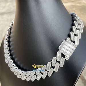 Pass Diamond Tester Hip Hop Jewelry Silver 925 ketting VVS Moissanite vaste Iced Out Cuban Link Chain