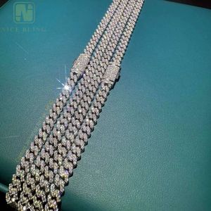 Pass Diamond Tester Hip Hop Micro Pave Iced Out Moissanite 10k 12k14k Chapado en oro Plata de ley S925 Cadena cubana de 6 mm