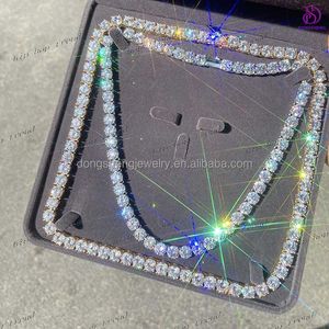 Pass Diamond Tester Large Bouillon Hip Hop Fine Jewelry 925 Silver 5mm 6 mm Iced Out VVS Moissanite Diamond Tennis Chain
