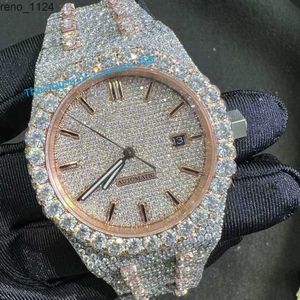 Pass Diamond Tester Moissanite Montre à diamant mécanique faite à la main pour homme