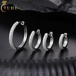 Passa il tester del diamante Moissanite Iced Out Hoop Fine Hip Hop 925 Sterling Silver Mossanite Huggie