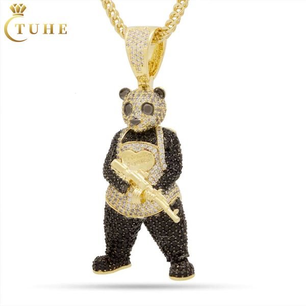 Pass Diamond Tester Moissanite Panda Man Pendant Sterling Sier VVS Mossanite Iced Out AK 47 Gun 3d Cartoon Collier