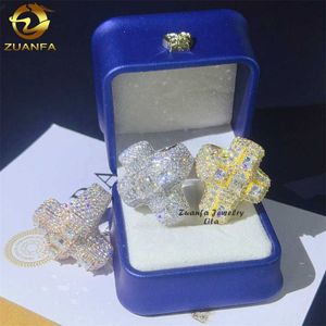 Pass Diamond Tester S925 Volledig Iced Out Hip Hop Mens Cross Fancy Shape VVS Moissanite Ring