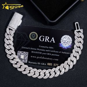 Pass Diamond Tester S925 Gold plaqué Hip Hop Bijoux Mens 12 mm Baguette VVS D Color Moisanite Cuban BraceletDesigner Bijoux