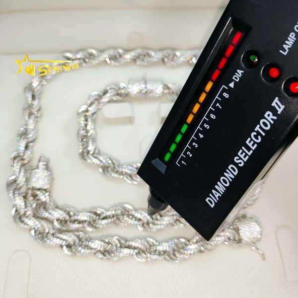 Pass Diamond Tester White Gold plaqué 10 mm Sterling Sier Moisanite Corde Chaines Iced Out Hip Hop Men Collier Bracelets