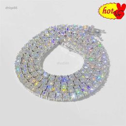 Pass Test 3mm 4mm 5mm 6mm Silver Moissanite Diamond Tennis Chain Iced Out Hommes Femmes Collier