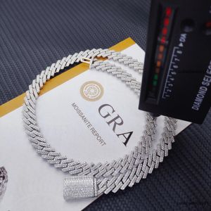 PASE PRUEBA DE 8-14 mm de ancho Gra Moissanite Diamond Gold Sterling Sier Cuban Link Chain para hombres Collar de hip hop