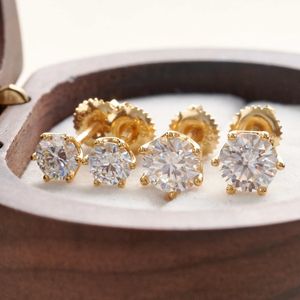 Pase la prueba Pendientes de moissanita para hombres y mujeres Chapado en oro amarillo Plata S925 0.5CT 1CT 2CT Pendientes de diamantes de moissanita para amigos Bonito regalo