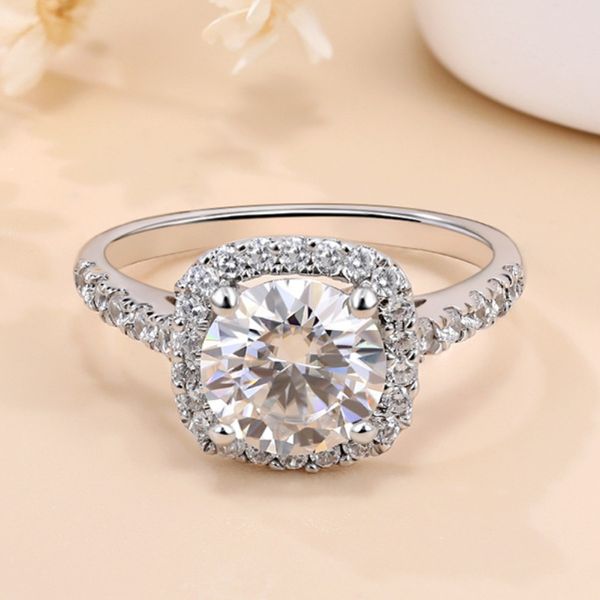 Pass Tester 1CT 2Ct Ring Moisanite 925 Sterling Silver Moisanite Diamond Ring For Men Women for Daily Wear and Gift for Engagement Wedding