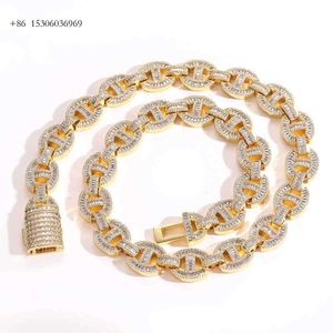 PASS TESTER VOLLEDIGE ICED OUT VVS Diamond Miami Link Chain D Color Moissanite Hip Hop Men Sieraden S Cubaanse ketting