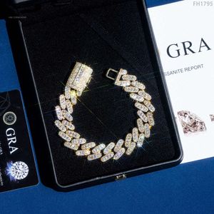 Pass Tester GRA Moissanite Diamond Rapper Solid Sier 15Mm Link Chain Hip Hop Cubaanse kettingen