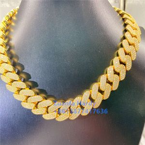 Pass Tester Hip Hop Bling Schmuck 19mm Vvs Moissanit Halskette Männer Mode Iced Out Cuban Link Kette