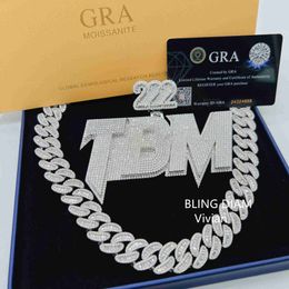 Pass Tester Hip Hop Fine Jewelry Sterling Silver 925 Vvs Moissanite Head Custom Diamond Pendant Iced Out Custom Pendant