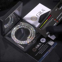 Testeur de réussite bijoux Hip Hop 3.0mm-6.0mm VVS Moissanite diamant Sier colliers de chaîne de Tennis glacés