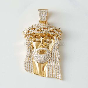 Pass Tester Sier/ Pendentif en or massif 10 carats pour homme avec diamant Jésus et moissanite glacé pour collier