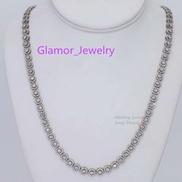 Pass Testeur Sterling Argent 7mm Fleur Ensemble Vvs Moissanite Diamant Cluster Tennis Chaîne Collier