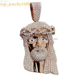 Passeer de testpen 14K Plating Gold Fashion Jesus Hip Hop Iced Vvs Moissanite Diamond Pendant voor heren