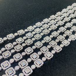 Test de diamant réussi 9mm 18-24 pouces 925 argent Sterling Bling Moissanite Tennis chaîne collier Bracelet pour femmes/hommes beau cadeau