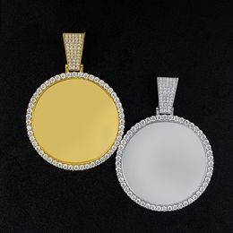 Test de diamant réussi Sterling Sier complet Moissanite bricolage personnalisé Photo médaillons pendentif collier avec chaîne de corde en acier de 24 pouces pour hommes femmes beau cadeau