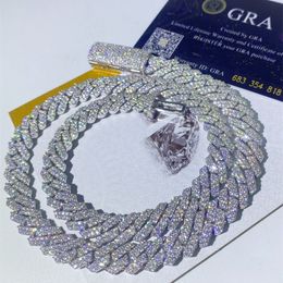 Prueba pasada 10 mm de 18-24 pulgadas de alta calidad collares de cadena cubana de moissanite para hombres S925 Silver Real Diamond Diamond Women Joya