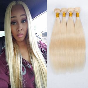 Miel Blonde Bundles de Cheveux Humains 613 # Platine Blonde Extension de Cheveux Raides Brésiliens Non Transformés Vierge Cheveux Tisse