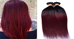 PASSIE Ombre steil haar weeft 4 bundels Donkerrood 1B 99J Bordeaux Braziliaans maagdelijk haar 100 menselijk haar geweven bundels3165137