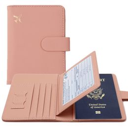 Couverture de passeport PU Leather Man Women Travel Passeport Porte-traits avec support de carte de crédit Boîte de couverture de protection du portefeuille