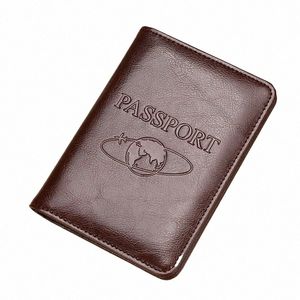 Paspoorthouder RFID blokkeren echte lederen deksel voor paspoorttas Multifunctioneel reisvliegticket Lederen Case Wallet W7Q0#