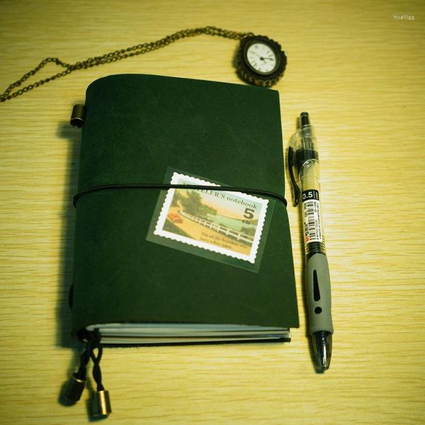 Passprot – carnet de notes en cuir véritable, taille Passprot, couverture de Journal, petit Journal vert Vintage, planificateur à feuilles mobiles, Fiiler