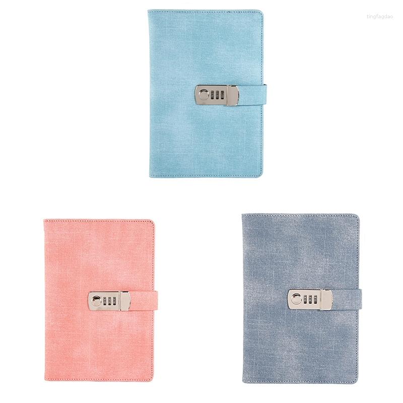 Contraseña cuaderno en papel bloqueable portátil Libro de PA Diary Lock Traveler Journal Weekly Planner School Stationery