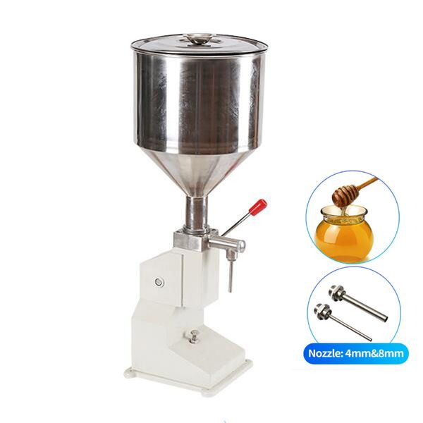 Machine de remplissage de bouteilles de liquide de pâte, Piston en acier inoxydable, pédale manuelle, crème, shampoing, remplissage de liquide visqueux au miel