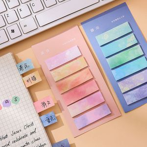 Pestañas de índice adhesivo de reposicionamiento de color pastel en color con las páginas marcadores de libros notas de lectura escuela de la oficina