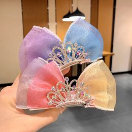 Pastrel Rainbow Hair Bows Gradient Color Ribbon Princess Crown Coils Clips debout Bowknot Hairpin Kids Barrette Accessoires de cheveux cor￩ens 1655