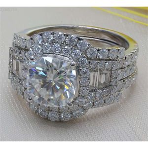 Paston Sieraden Aangepaste 925 Sterling Zilver 3ct Mossanite Ring Set Kussen Cut Moissanite Engagement Wedding Ring