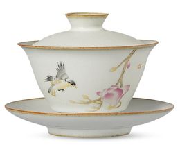 Pastoral Ceramic Gaiwan Bird Tureen Kung Fu Tea Set Handmade Painting Big Bowlwoware Teware Tea Bowl5723601