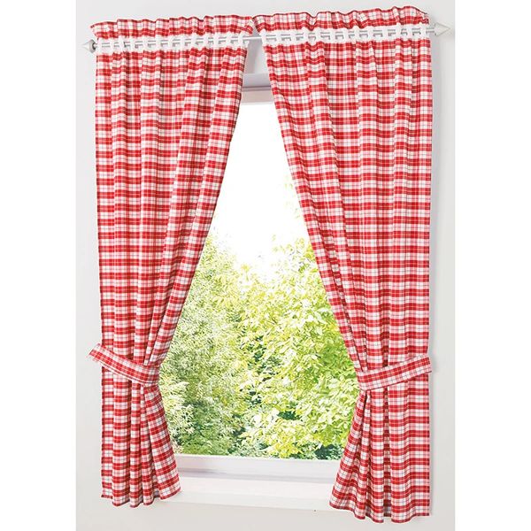 Curtain court à plaid rouge / bleu pastoral pour les traitements de fenêtre de cuisine rideau de chambre pour enfants pour le salon des couches