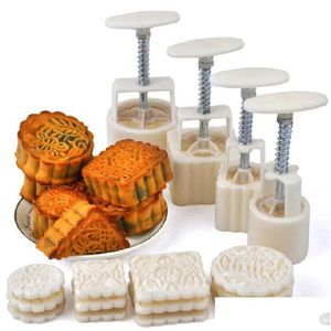 Pastry Flower Baking Tools 16pcs/Set Mooncake Mold Diy Hand Druk Fondant Moon Cake Biscuits Mods Mid-Autumn Festival Drop Deli DHT0P