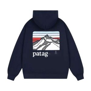 Patagoni Sweatshirt Ontwerper Originele Kwaliteit Heren Hoodies Sweatshirts Herfst Sweatshirt Met Capuchon Besneeuwde Berg Patroon Gedrukt Populaire Hoed Trendy